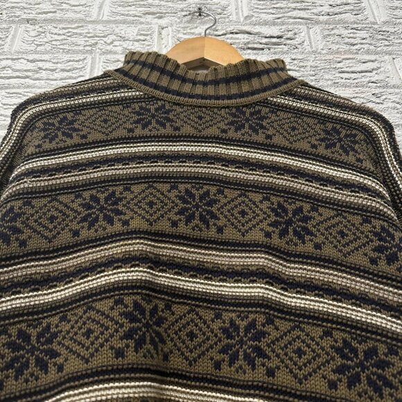 Vintage Woolrich Green Striped Retro Oversized Sweater‎ Medium - Picture 1 of 4